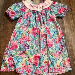 Floral 'Mama's Girl' Smocked Dress - Pink & Aqua